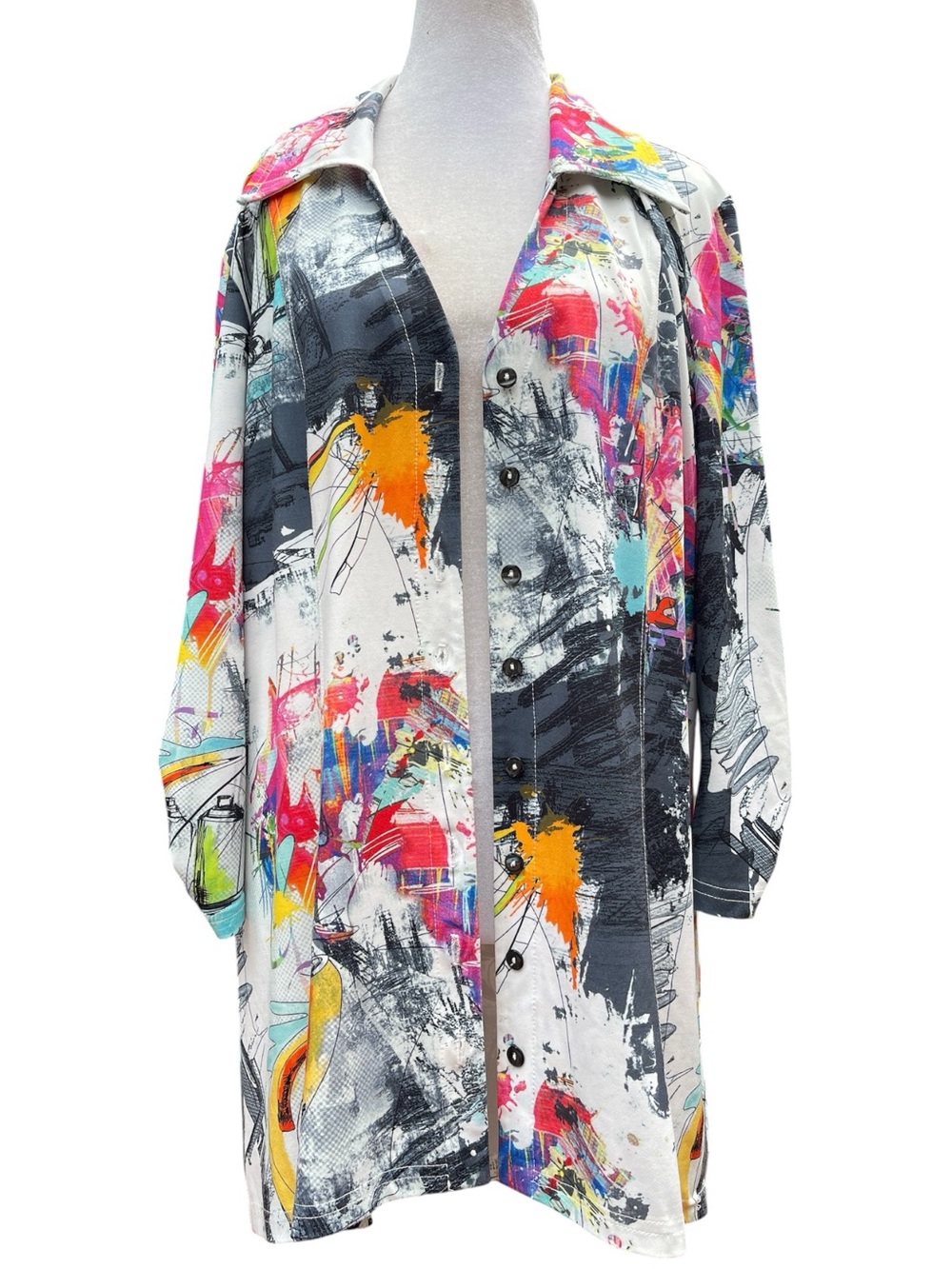 Joseph Ribkoff Artist Print High Low Tunic Blouse US 16